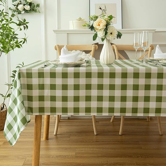 Waterproof Checkered Tablecloth Fabric - Rectangle 58x84 Inch Classic Gingham Buffalo Plaid Table Cloth for Indoor/Outdoor Use - Washable Table Cover for Kitchen, BBQs, and Parties
