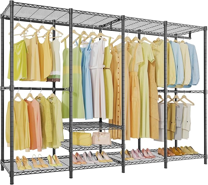 VIPEK V40 Plus Extra Large Clothes Rack Heavy Duty Clothing Rack for Hanging Clothes, Multi-Functional Closet Organizer System Freestanding Wardrobe Closet for Bedroom, Max Load 1300lbs, Black