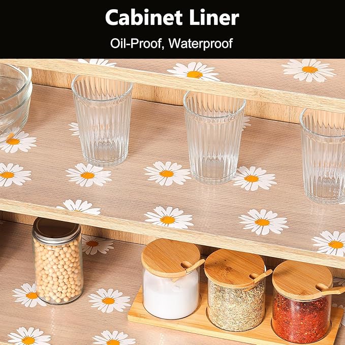 INNOLITES Shelf Liners for Kitchen Cabinets, Non Adhesive Drawer Cabinet Liner, Waterproof Oil-Proof Non-Slip Shelf Liner for Kitchen Pantry Refrigerator 23.6" x 118"