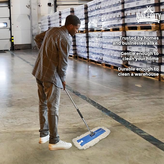 Nine Forty Industrial-Grade 18x5 Cotton Dust Mop Head Refills, Perfect Replacement for Busy Home, Gym, Industrial and Commercial Spaces, Heavy-Duty Mop for Janitorial & Housekeeping Needs - 2 Pack