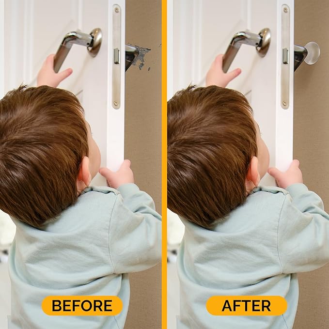 Ducki Door Stop Wall Protector | Self Adhesive Door Knob Wall Protectors from Door Knobs | Rubber Door Stoppers for Wall Damage & Noise | Durable, Shock Absorbent & Discreet | 4 Pack Clear Door Stops