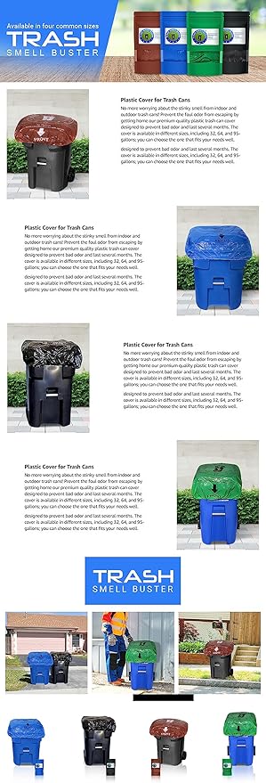 64 Gallon Trash Can Cover Odor Eliminating Bag with Elastic Band Lemon Scented Durable Chemical Free 1 Cover