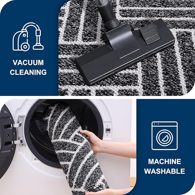 OLANLY Runner Indoor Door Mat, 70x23 Inch, Dirt Resistant and Absorbent, Non-Slip Rubber Backing Floor Mats, Easy Clean Low-Profile Doormat for Entryway, Front Door, and Inside Entrance, Black