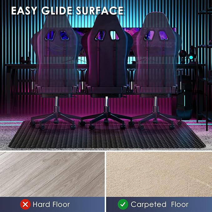 Vicwe Office Chair Mat for Carpet, 63" x 51"Anti-Slip Waterproof Floor Protector Desk Chair Mat for Rolling Chairs, Heavy Duty Chair Mat with Studs,Easy Glide Floor Mat for Home,Gaming