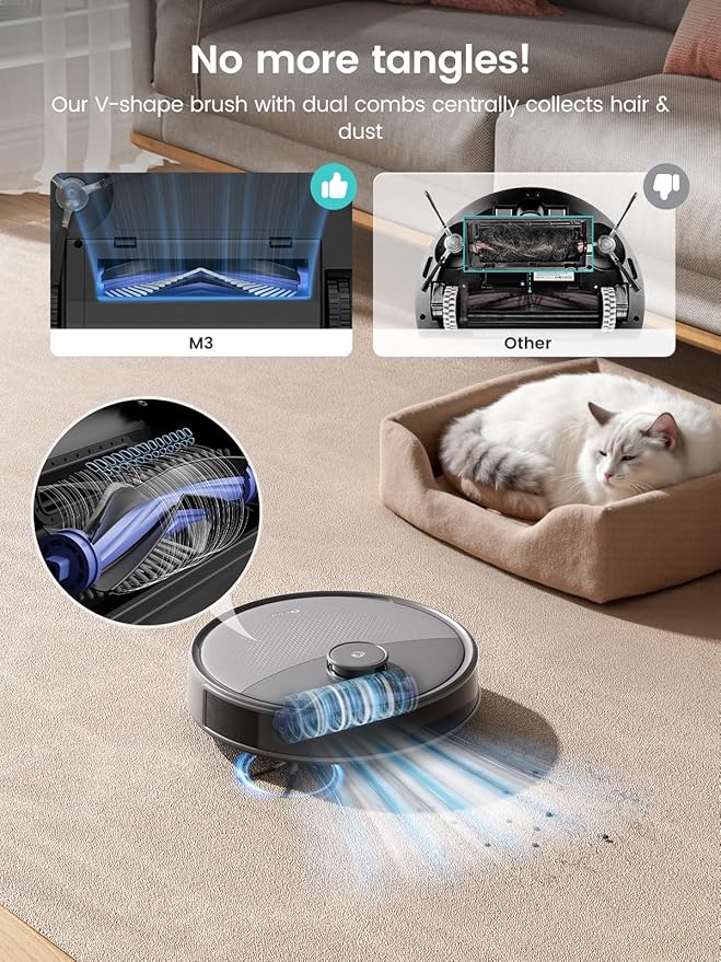 Lefant M3 Max Robot Vacuum, Robot Vacuum and Mop, 20000Pa Suction, Anti-Tangle Brushes, Dual Spinning Mop, Auto Mop Washing, Drying, Self-Emptying, Self-Refilling, for Pet Hair Dust, App Voice Control