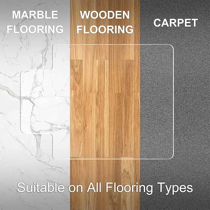 Beveled Edge Irregular Office Chair Mat with Lip for Carpet or Hardwood Floor Crystal Clear 48" x 60" Smooth Glide and Easy Roll On/Off, Heavy Duty and Non-Slip Pad Floor Chair Mat with Lip