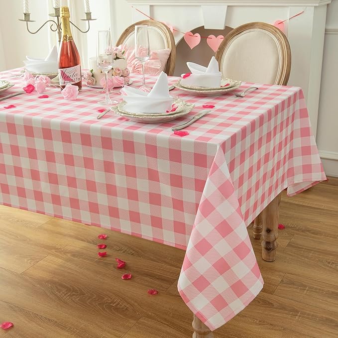 Waterproof Plaid Tablecloth Fabric - Square 58x58 Inch Classic Gingham Checker Table Cloth for Indoor/Outdoor Use - Buffalo Table Cover for Picnics, BBQs, and Parties