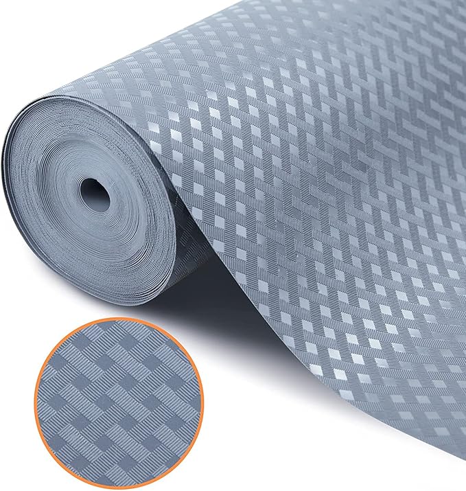 Shelf Liners for Kitchen Cabinets Refrigerator Liners Waterproof & Oil-Proof Kitchen Cupboard Liner Non-Slip Drawer Mats EVA Material Non Adhesive Fridge Mats for Shelves 17.3 x 393.7 Inches