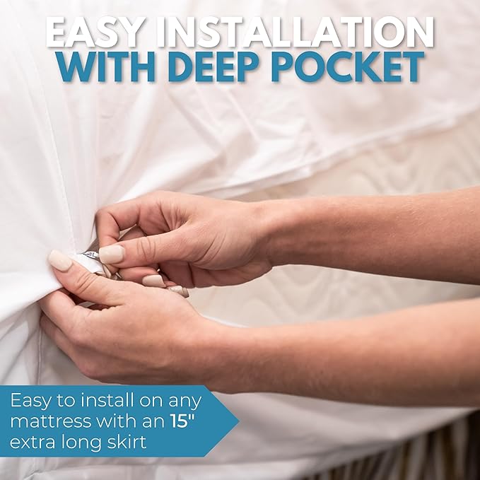 Twin Size 39x75” Premium Waterproof Zippered Mattress Encasement, 100% Cotton, Hypoallergenic, Six Sided Mattress Cover, Invisible Zippered, Soft & Breathable up to 15" Deep - Rest Line