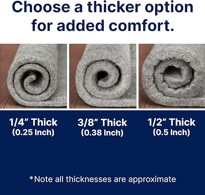 RUGPADUSA - Eco-Plush - 9'x11' - 1/4" Thick - 100% Felt - Premium Cushioned Rug Pad - Available in 3 Thicknesses, Many Custom Sizes