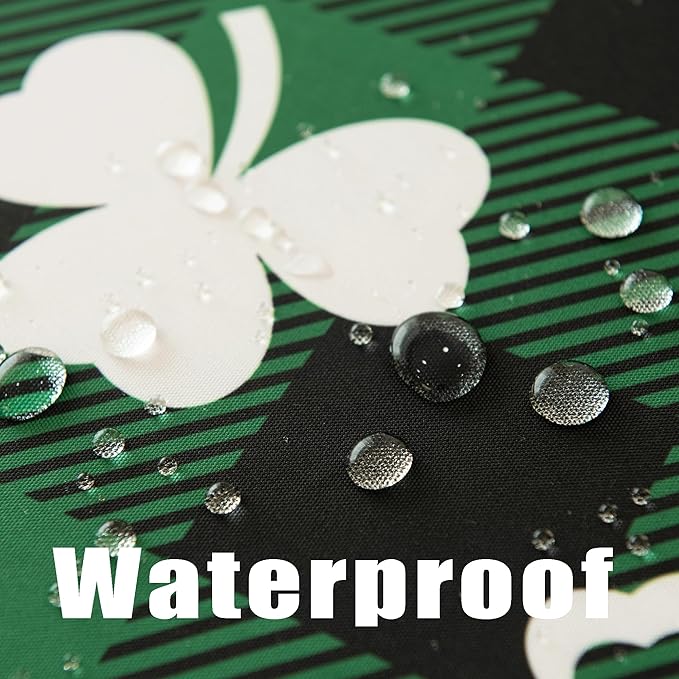 Saint Patricks Day Classic Buffalo Shamrock Tablecloth Fabric - Oblong 58x144 Inch Water Proof Checkered Table Cloth for Indoor Outdoor - Irish-Themed Gifts Table Cover for Holiday, Party