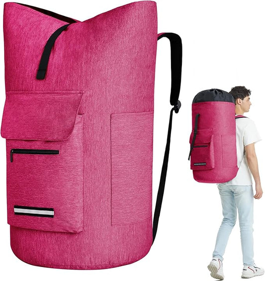 Laundry Bag Extra Large 115L，Laundry Backpack with Shoulder Straps，Sturdy Travel Laundry Bags with 4 Pockets，Laundry Backpack Heavy Duty，Clothes Hamper Bag XXL，College Dorm Essentials