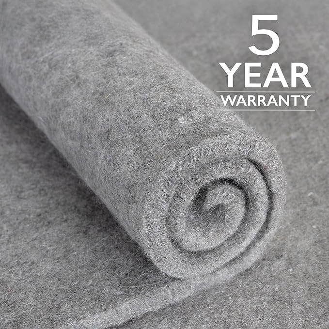 RUGPADUSA - Eco-Plush - 7' Square - 1/2" Thick - 100% Felt - Luxurious Cushioned Rug Pad - Available in 3 Thicknesses, Many Custom Sizes