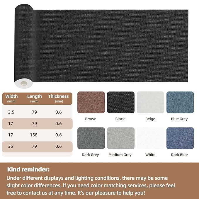 Fabric Repair Patch, 17X79 Inch Fabric Large Repair Tape, Self-Adhesive Patches for Furniture, Sofa, Car Interior, Shoes, Hand Bag, Clothing (Blue Grey, 17X79 Inch)