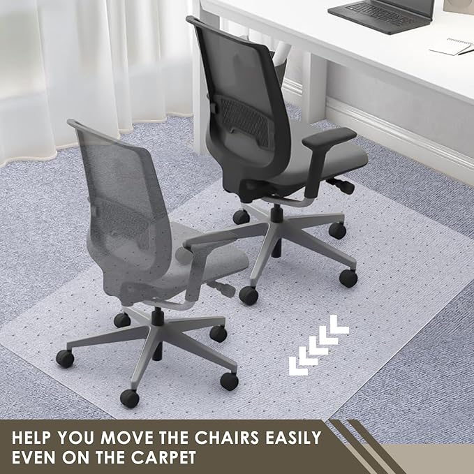Azadx Heavy Duty Office Chair Mat for Carpet 32" x 55" Hard Material Chair Mat for Carpeted Floor Non-Slip Carpet Protector for Office Easy Glide Desk Floor Mat for Office Chair on Carpets 2 Pack