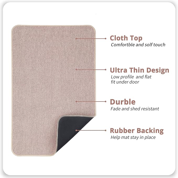 Bath Mat,Ultra Thin Bathroom Rugs,Rubber Bath Mats for Bathroom,No Slip Bath Rugs,Quick Dry,Machine Washable,Low Pile,Absorbent,Shower Outside,Sink,Home Decor Accessories.Beige,1'5"x2'3"(2 Pack)