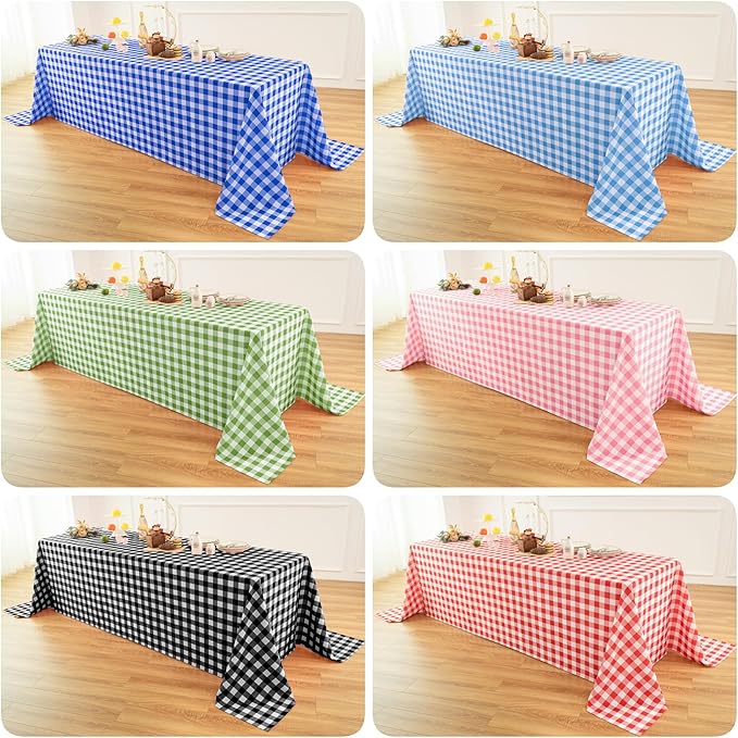 Waterproof Checkered Tablecloth Runner Fabric - Rectangle 12x108 Inch Classic Gingham Buffalo Plaid Table Cloth for Indoor/Outdoor Use - Table Cover for Kitchen, BBQs, and Parties