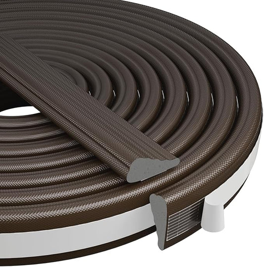 Wedge-Shape Window Weather Stripping Door Frame Seal Strip 196” Brown,Upgrade Black Foam,Soundproofing,Draft Stopper,Winter Insulation,Noise Blocker, Gap Filler for Exterior Front Door Side