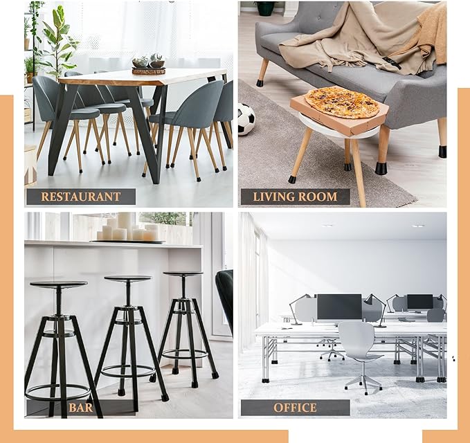 1" Round Rubber Chair Leg Tips Caps, Chair Leg Floor Protectors Furniture Legs Caps Non Slip Reduce Noise for Hardwood Floors (Black, 12 Pack)