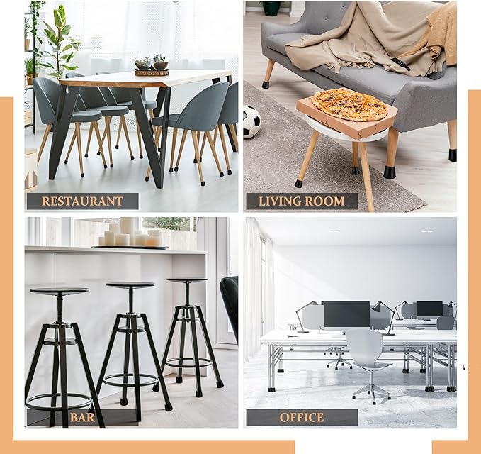 1-1/4” Round Rubber Chair Leg Tips Caps, Chair Leg Floor Protectors Furniture Legs Caps Non Slip Reduce Noise for Hardwood Floors (Black, 8 Pack)