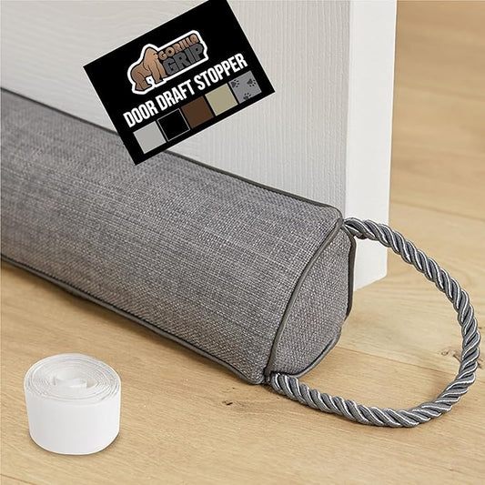 GORILLA GRIP Door Draft Stopper for Bottom of Doors, Weather Stripping Seal Blocks Hot Air, Noise, Bugs, Keeps Cold AC in, Sound Proofing Easy Install Gap Filler, Home Essentials, 34 Inch, Slate Gray