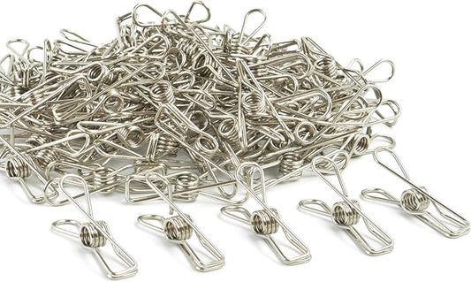 Wire Clothespins Laundry Chip Clips - 100 Pack Bulk Clothes Pins Heave Duty,Durable Metal Clothes Pegs Long-Lasting Strong-Grip Multi-Purpose for Clothesline,Snack Bags,Pictures,Paper at Home,Office