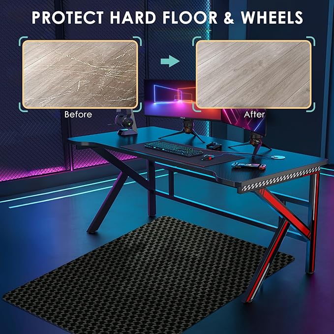 Vicwe Office Chair Mat for Hardwood Floor, 63" x 51" Large Office Chair Mat, Gaming Chair Mat for Hardwood, Easy Glide for Chairs, Multi-Purpose Floor Protector Desk Chair Mat for Home Office