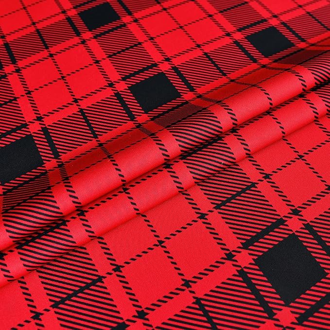 Red Gingham Christmas Plaid Tablecloth - Rectangular 58x102 Inch Water Resistant Table Cloth for Indoor/Outdoor Use - Holiday Table Cover for Kitchen, Picnics, and Parties