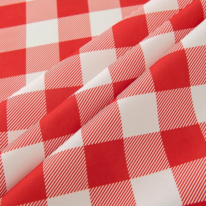 Waterproof Plaid Tablecloth Fabric - Round 70 Inch Classic Gingham Checker Table Cloth for Indoor/Outdoor Use - Buffalo Table Cover for Picnics, BBQs, and Parties