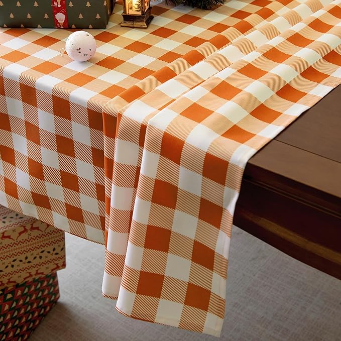 Waterproof Checkered Tablecloth Fabric - Rectangle 58x84 Inch Classic Gingham Buffalo Plaid Table Cloth for Indoor/Outdoor Use - Washable Table Cover for Kitchen, BBQs, and Parties