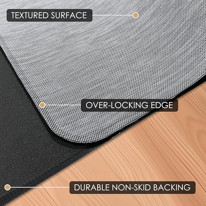 Kuyal Office Chair Mat for Hardwood Floor, 36" x 48" Heavy Duty Desk Chair Mat for Office & Home, Anti Slip, Non-Curve Computer Chair Protector Mat, Light Gray