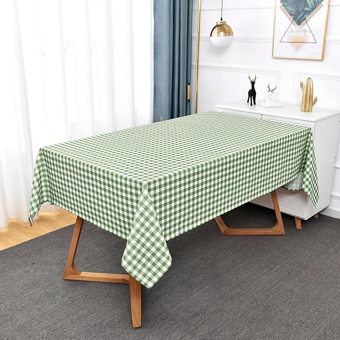Waterproof Plaid Tablecloth Fabric - Oblong 52x70 Inch Classic Buffalo Tartan Table Cloth for Indoor/Outdoor Use - Washable Tabletop Cover for Dinner, BBQs, and Parties