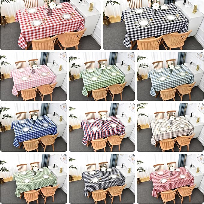 Waterproof Plaid Tablecloth Fabric - Round 25 Inch Classic Gingham Checker Table Cloth for Indoor/Outdoor Use - Buffalo Table Cover for Picnics, BBQs, and Parties