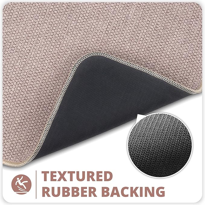 Bath Mat,Ultra Thin Bathroom Rugs,Rubber Bath Mats for Bathroom,No Slip Bath Rugs,Quick Dry,Machine Washable,Low Pile,Absorbent,Shower Outside,Sink,Home Decor Accessories.Beige,1'5"x2'3"(2 Pack)