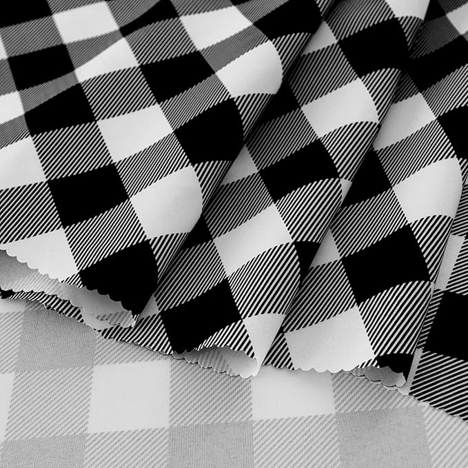 Waterproof Plaid Tablecloth Fabric - Round 58 Inch Classic Gingham Checker Table Cloth for Indoor/Outdoor Use - Buffalo Table Cover for Picnics, BBQs, and Parties