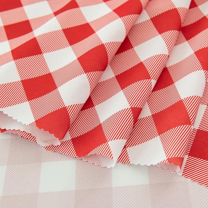 Waterproof Plaid Tablecloth Fabric - Round 120 Inch Classic Gingham Checker Table Cloth for Indoor/Outdoor Use - Buffalo Table Cover for Picnics, BBQs, and Parties