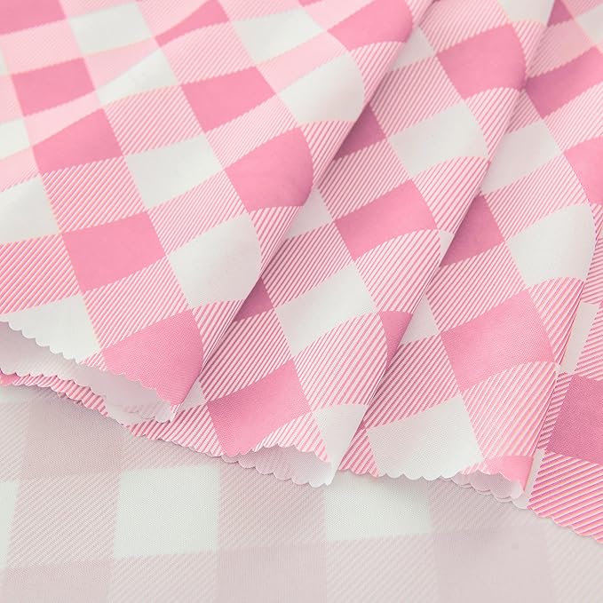 Waterproof Plaid Tablecloth Fabric - Round 70 Inch Classic Gingham Checker Table Cloth for Indoor/Outdoor Use - Buffalo Table Cover for Picnics, BBQs, and Parties