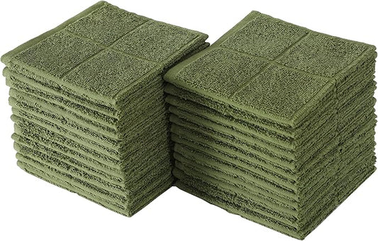 Glynniss Kitchen Dish Cloths Highly Absorbent Dish Rags 100% Cotton Wash Cloths for Washing Dishes (Green, 24)