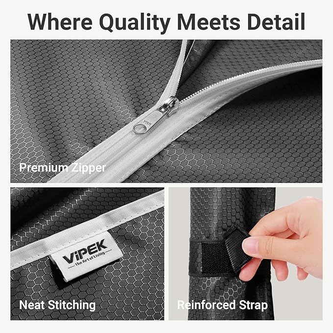 VIPEK V5C Heavy Duty Covered Clothes Rack Portable Closet Rack, Black Metal Clothing Rack with Black Upgarded Polyester Cover Cover, Adjustable Custom Freestanding Closet Wardrobe, Max Load 800LBS