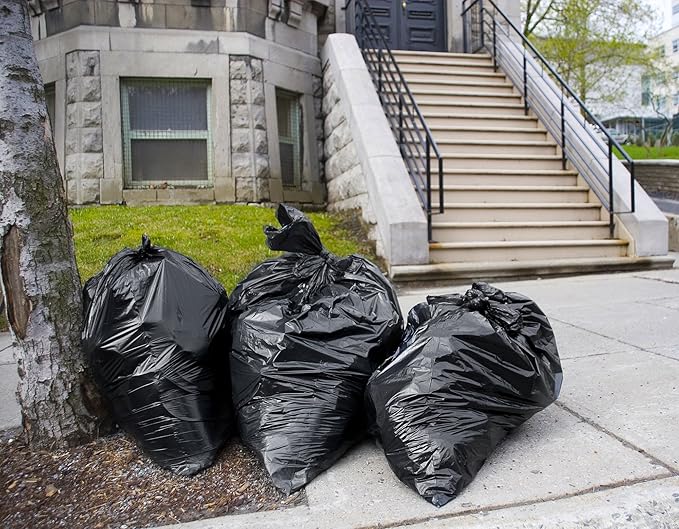 Veska 95-96 Gallon Trash Bags Heavy Duty (Huge 50 Bags W/Ties) 95-96 Gallon Trash Bags Large Black Heavy Duty Can Liners, Large 90-100 Gallon Garbage Can Liners