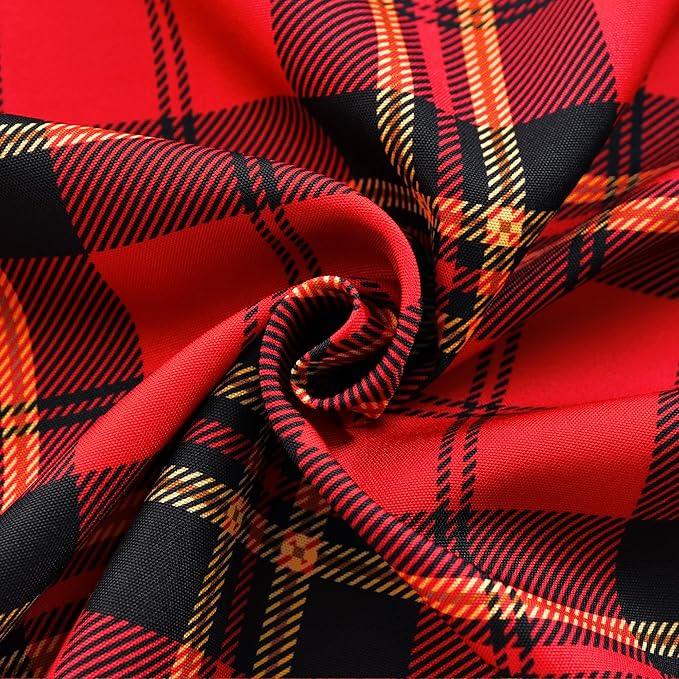 Red Tartan Waterproof Plaid Christmas Tablecloth Fabric - Square 58x58 Inch Classic Gingham Checker Holiday Table Cloth for Indoor Use - Xmas Table Cover for Picnics, BBQs, and Parties