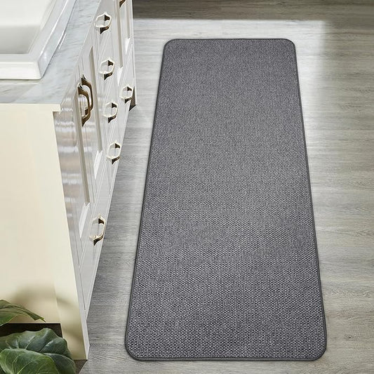 Bath Mat,Ultra Thin Bathroom Runner Rugs,Large Bath Mats for Bathroom,Quick Dry,Non-Slip,Machine Washable,Low Pile,Bath Rug,Shower Outside,Sink,Home Decor Accessories.Dark Grey,2'x5'（24x60inch）