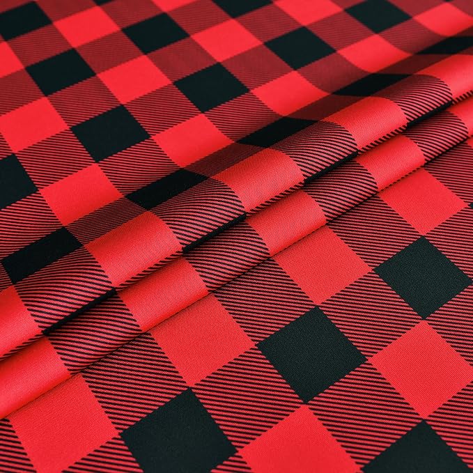 Red Waterproof Plaid Christmas Tablecloth Fabric - Square 58x58 Inch Classic Gingham Checker Holiday Table Cloth for Indoor Use - Xmas Table Cover for Picnics, BBQs, and Parties