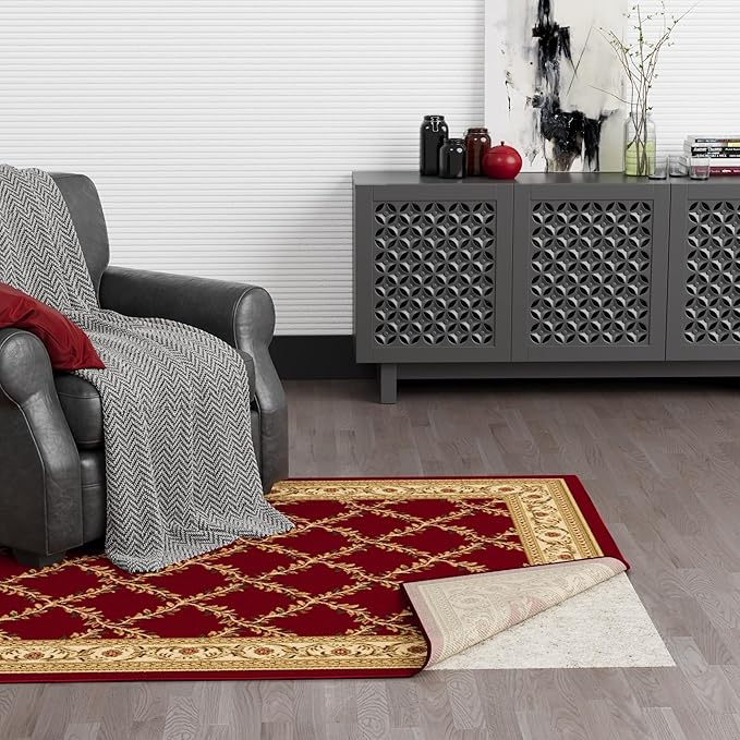 Ottomanson 2' x 7'8" Non-Slip Rug Pad Gripper 1/12 Inch Ultra Thin Dual Surface Felt + Rubber Gripper - Safe for All Floors, Cream