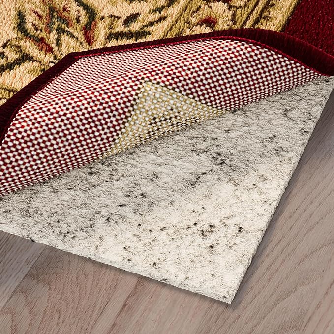 Ottomanson 2'7" x 8' Non-Slip Rug Pad Gripper 1/12 Inch Ultra Thin Dual Surface Felt + Rubber Gripper - Safe for All Floors, Cream