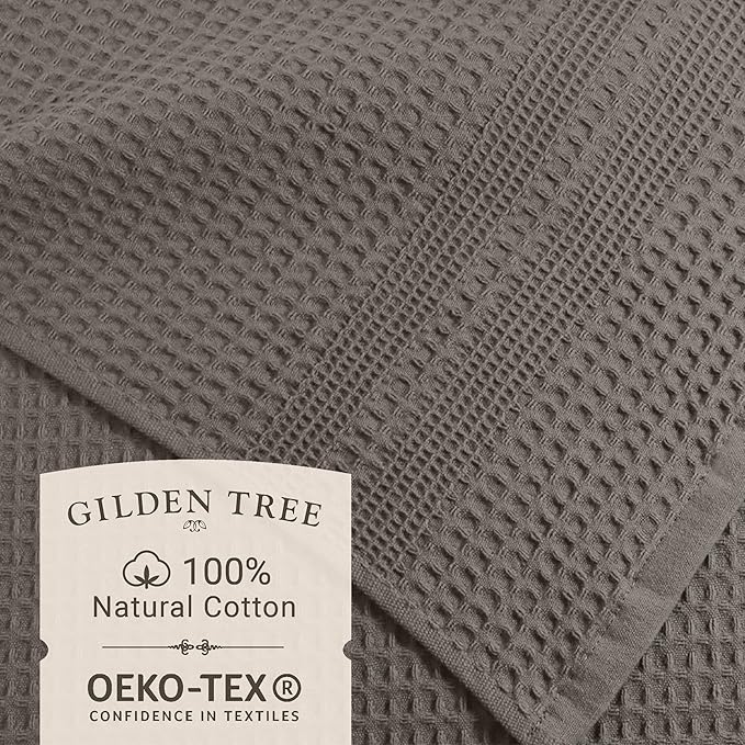 GILDEN TREE Waffle Towels Wash Cloths for Showering, Exfoliating Washcloth Face Towels, Quick Dry Towel Cotton Washcloths Set of 4, Classic Style (Stone)