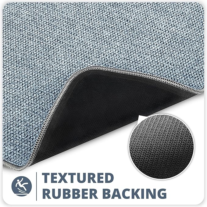 Bath Mat,Ultra Thin Bathroom Rugs,Rubber Bath Mats for Bathroom,No Slip Bath Rugs,Quick Dry,Machine Washable,Low Pile,Absorbent,Shower Outside,Sink,Home Decor Accessories.Blue,1'5"x2'3"(17x27inch)