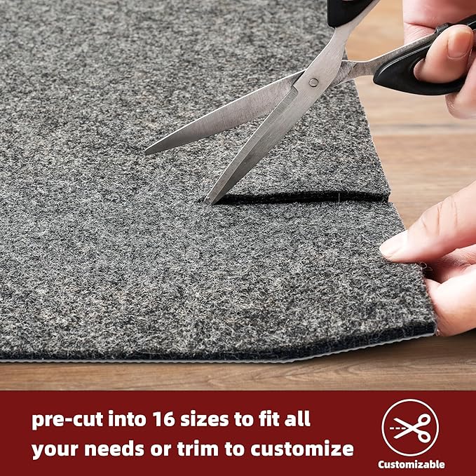 BAGAIL Felt and Natural Rubber Backing Rug Pads 1/4” Thick, 5 x 8 Ft Non Slip Carpet Gripper Keep Rugs in Place, Under Area Rug Protective Cushioned Pads, Carpet Runners, Hardwood Floors Protection