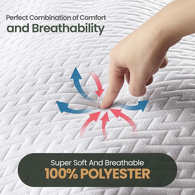 Utopia Bedding Waterproof Mattress Protector Twin XL (College Dorm Room) Size, Premium 3D Air Soft Fabric Mattress Cover, Fits 15 Inches Deep, Breathable, Fitted Style with Stretchable Pockets
