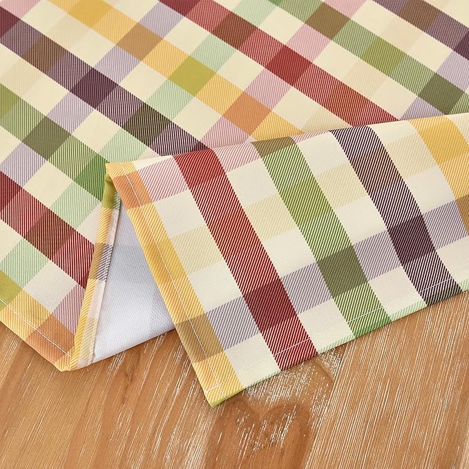 Gingham Tablecloth Fabric - Oblong 58x120 Water Resistant Christmas Plaid Table Cloth for Indoor/Outdoor Use - Fall Tabletop Cover for Birthday, Picnics, Gardens, and Thanksgiving Day